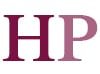 HP logo in burgundy and white.